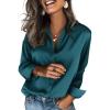 imageZeagoo Satin Blouses for Women Silk Button Down Shirts Long Sleeve Business Casual TopsTeal Blue