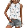 imageZeagoo Tank Tops for Women Sleeveless Eyelet Shirts High Neck Cute Summer Top Loose Fit SXXL19floral White Khaki