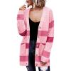 imageZeagoo Womens 2025 Long Sleeve Chunky Cable Knit Fall Cardigans Sweaters Button Down Open Front Outerwear with PocketsPink Colorblock