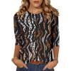 imageZeagoo Womens Casual 34 Sleeve TShirts Round Neck Cute Tunic Tops Basic Tees Blouses Business Work Tee TopLeopard Printan432