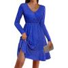 imageZeagoo Womens Glitter Dress Wrap V Neck Long Sleeve Swing Club Cocktail Party Dresses Sequin Sparkle Dress Christmas DressBlue