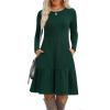 imageZeagoo Womens Long Sleeve Fall Dresses with Pockets 2025 Flowy Casual Ribbed Knit Crew Neck Knee Length Sweater Dress0green