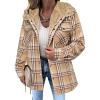 imageZeagoo Womens Plaid Shacket Jacket Long Sleeve Fleece Hooded Jackets Fall Winter Warm Coat S2XLKhaki