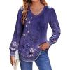 imageZeagoo Womens Puff Long Sleeve Shirts Pleated V Neck Fall Tunic Tops Blouse Dressy Casual Loose Summer TShirtsMz805