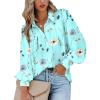 imageZeagoo Womens Shirts Button Down Printed Lantern Long Sleeve Blouse Fashion Casual Tops 2025Bf139