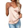 imageZeagoo Womens Silk Satin Tank Tops 2025 V Neck Adjustable Spaghetti Strap Sleeveless Camisole Summer Basic BlouseLight Pink Champagne