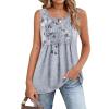 imageZeagoo Womens Summer Tank Tops 2025 Pleated Crew Neck Floral Solid Loose Fit Casual Sleeveless Flowy Boho Tunic ShirtsDh62