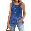 imageZeagoo Womens Summer Tank Tops 2025 Pleated Crew Neck Floral Solid Loose Fit Casual Sleeveless Flowy Boho Tunic ShirtsMz845