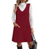 imageZeagoo Womens Sweater Vest Dresses for Women 2025 V Neck Sleeveless Knit Pullover Sweater with Pockets Fall Winter OutfitsWine Red