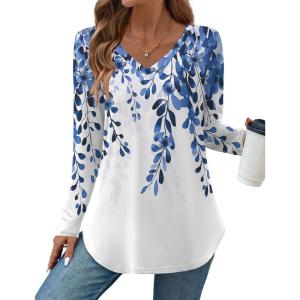 imageZeagoo Long Sleeve Tops for Women Casual V Neck Shirt Loose Fall Basic Tee Dressy Work Blouses 2025Dw2