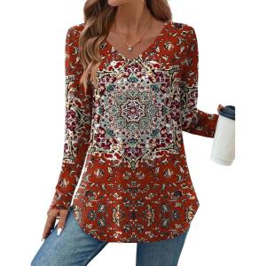 imageZeagoo Long Sleeve Tops for Women Casual V Neck Shirt Loose Fall Basic Tee Dressy Work Blouses 2025Mz735