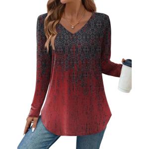 imageZeagoo Long Sleeve Tops for Women Casual V Neck Shirt Loose Fall Basic Tee Dressy Work Blouses 2025Mz838