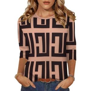 imageZeagoo Womens Casual 34 Sleeve TShirts Round Neck Cute Tunic Tops Basic Tees Blouses Business Work Tee TopBohemiajh308