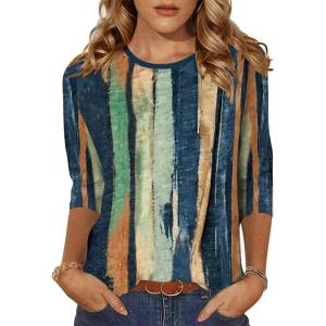 imageZeagoo Womens Casual 34 Sleeve TShirts Round Neck Cute Tunic Tops Basic Tees Blouses Business Work Tee TopMulticolorcx289