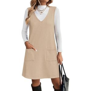 imageZeagoo Womens Sweater Vest Dresses for Women 2025 V Neck Sleeveless Knit Pullover Sweater with Pockets Fall Winter OutfitsStb