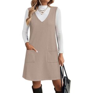 imageZeagoo Womens Sweater Vest Dresses for Women 2025 V Neck Sleeveless Knit Pullover Sweater with Pockets Fall Winter OutfitsWa