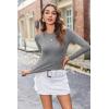 imageZeagoo Women Crewneck Slim Fitted Short Sleeve T Shirts Cute Stretchy Bodycon Basic Tee TopsLong Sleevegrey