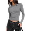 imageZeagoo Women Crewneck Slim Fitted Short Sleeve T Shirts Cute Stretchy Bodycon Basic Tee TopsLong Sleevegrey