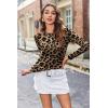 imageZeagoo Women Crewneck Slim Fitted Short Sleeve T Shirts Cute Stretchy Bodycon Basic Tee TopsLong Sleeveleopard Print