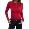 imageZeagoo Women Crewneck Slim Fitted Short Sleeve T Shirts Cute Stretchy Bodycon Basic Tee TopsLong Sleevered
