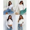 imageZeagoo Women Crewneck Slim Fitted Short Sleeve T Shirts Cute Stretchy Bodycon Basic Tee TopsLong Sleevewhite