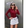 imageZeagoo Women Crewneck Slim Fitted Short Sleeve T Shirts Cute Stretchy Bodycon Basic Tee TopsLong Sleevewine Red