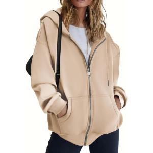 imageZeagoo Hoodies For Women Zip Up Hoodie Oversized Sweatshirt Fleece Jackets Fall Winter Coats 2025 FashionKhaki