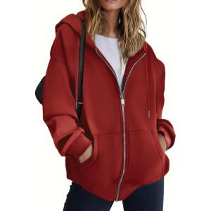 imageZeagoo Hoodies For Women Zip Up Hoodie Oversized Sweatshirt Fleece Jackets Fall Winter Coats 2025 FashionRed