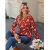 imageZeagoo Long Sleeve Shirts for Women Casual V Neck Fall Tops Dressy Summer Work Blouses ClothesChristmas Red