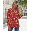 imageZeagoo Long Sleeve Shirts for Women Casual V Neck Fall Tops Dressy Summer Work Blouses ClothesChristmas Red