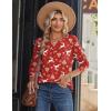 imageZeagoo Long Sleeve Shirts for Women Casual V Neck Fall Tops Dressy Summer Work Blouses ClothesChristmas Red