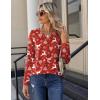 imageZeagoo Long Sleeve Shirts for Women Casual V Neck Fall Tops Dressy Summer Work Blouses ClothesChristmas Red