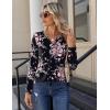 imageZeagoo Long Sleeve Shirts for Women Casual V Neck Fall Tops Dressy Summer Work Blouses ClothesFloral Black