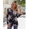 imageZeagoo Long Sleeve Shirts for Women Casual V Neck Fall Tops Dressy Summer Work Blouses ClothesFloral Black