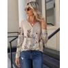 imageZeagoo Long Sleeve Shirts for Women Casual V Neck Fall Tops Dressy Summer Work Blouses ClothesFloral Champagne