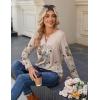 imageZeagoo Long Sleeve Shirts for Women Casual V Neck Fall Tops Dressy Summer Work Blouses ClothesFloral Champagne