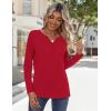 imageZeagoo Long Sleeve Shirts for Women Casual V Neck Fall Tops Dressy Summer Work Blouses ClothesRed