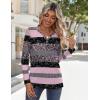 imageZeagoo Long Sleeve Shirts for Women Casual V Neck Fall Tops Dressy Summer Work Blouses ClothesStripes Black Pink