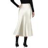 imageZeagoo Womens Satin Skirt High Waist Midi Skirt Flowy Hem Silk Skirts Casual Summer Slip SkirtBeige