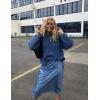 imageZeagoo Womens Satin Skirt High Waist Midi Skirt Flowy Hem Silk Skirts Casual Summer Slip SkirtClear Blue