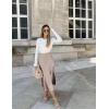 imageZeagoo Womens Satin Skirt High Waist Midi Skirt Flowy Hem Silk Skirts Casual Summer Slip SkirtLight Khaki