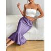 imageZeagoo Womens Satin Skirt High Waist Midi Skirt Flowy Hem Silk Skirts Casual Summer Slip SkirtLilac