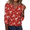 imageZeagoo Long Sleeve Shirts for Women Casual V Neck Fall Tops Dressy Summer Work Blouses ClothesChristmas Red