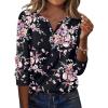 imageZeagoo Long Sleeve Shirts for Women Casual V Neck Fall Tops Dressy Summer Work Blouses ClothesFloral Black