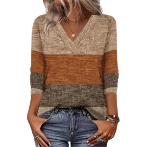 imageZeagoo Women Long Sleeve Tops Dressy Casual V Neck Tshirts Basics Tee 2025 Fall Trendy ClothesJh398