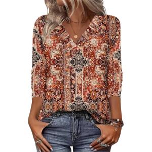 imageZeagoo Women Long Sleeve Tops Dressy Casual V Neck Tshirts Basics Tee 2025 Fall Trendy ClothesMz896