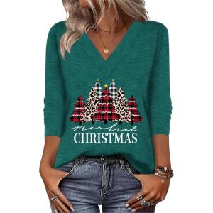 imageZeagoo Women Long Sleeve Tops Dressy Casual V Neck Tshirts Basics Tee 2025 Fall Trendy ClothesSd484