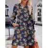 imageZeagoo Casual Blue Printed Dresses with Pockets Women Fall Sweater Dress Long Sleeve A Line Dress Womens Loose Knee Length Dresses Large