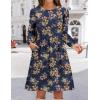 imageZeagoo Casual Blue Printed Dresses with Pockets Women Fall Sweater Dress Long Sleeve A Line Dress Womens Loose Knee Length Dresses Large