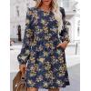 imageZeagoo Casual Blue Printed Dresses with Pockets Women Fall Sweater Dress Long Sleeve A Line Dress Womens Loose Knee Length Dresses Large